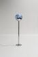 Lampadaire en chrome et verre de Murano bleu, 1970s