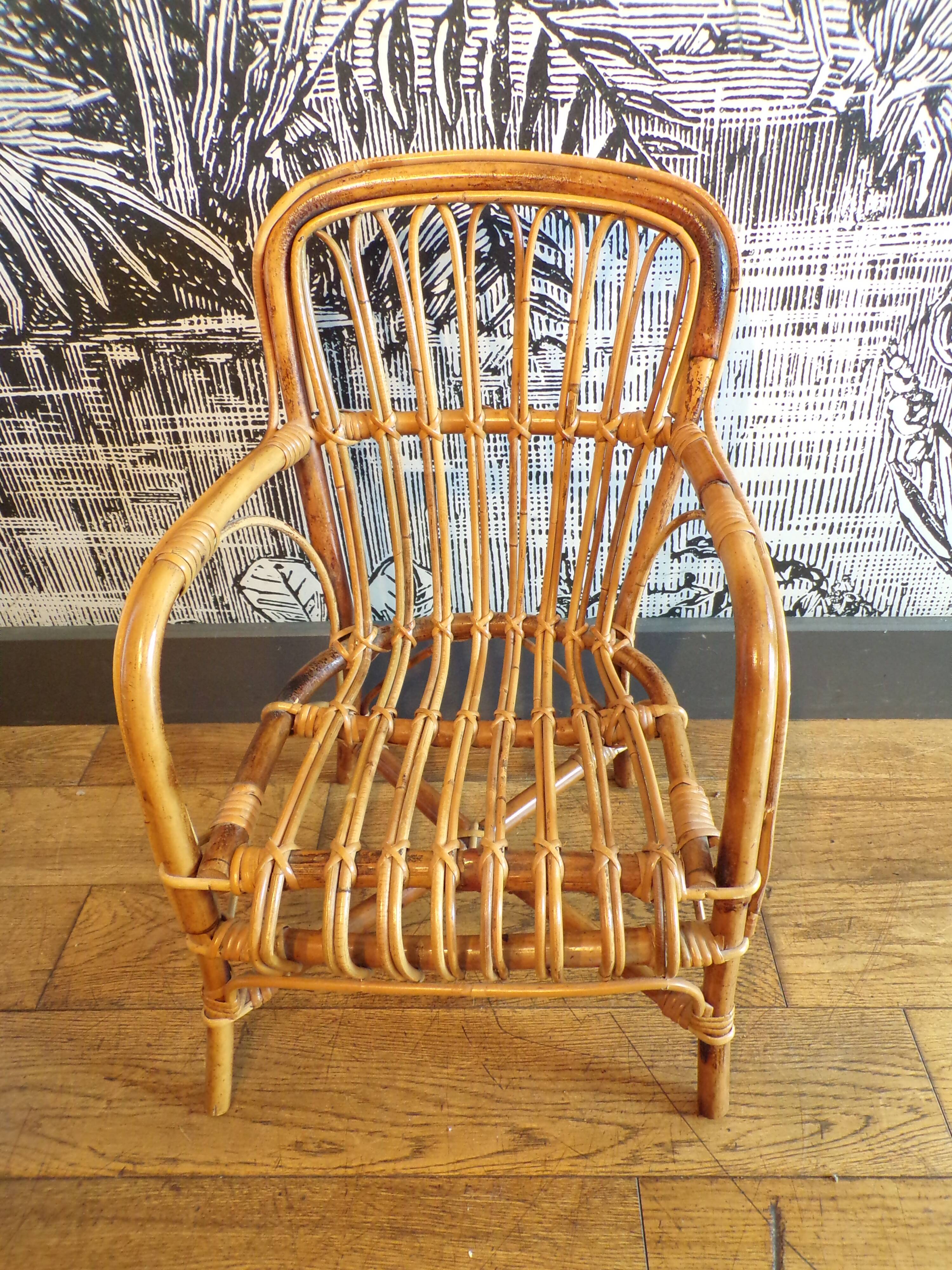 Fauteuil enfant vinatge en osier