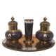 Spice set, navy blue and gold, enamelled brass, Thailand, 1960s