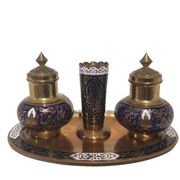 Spice set, navy blue and gold, enamelled brass, Thailand, 1960s