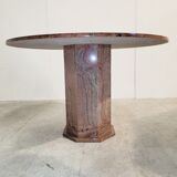 Vintage round granite center table, 1970s