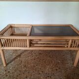 Table basse en bambou et rotin