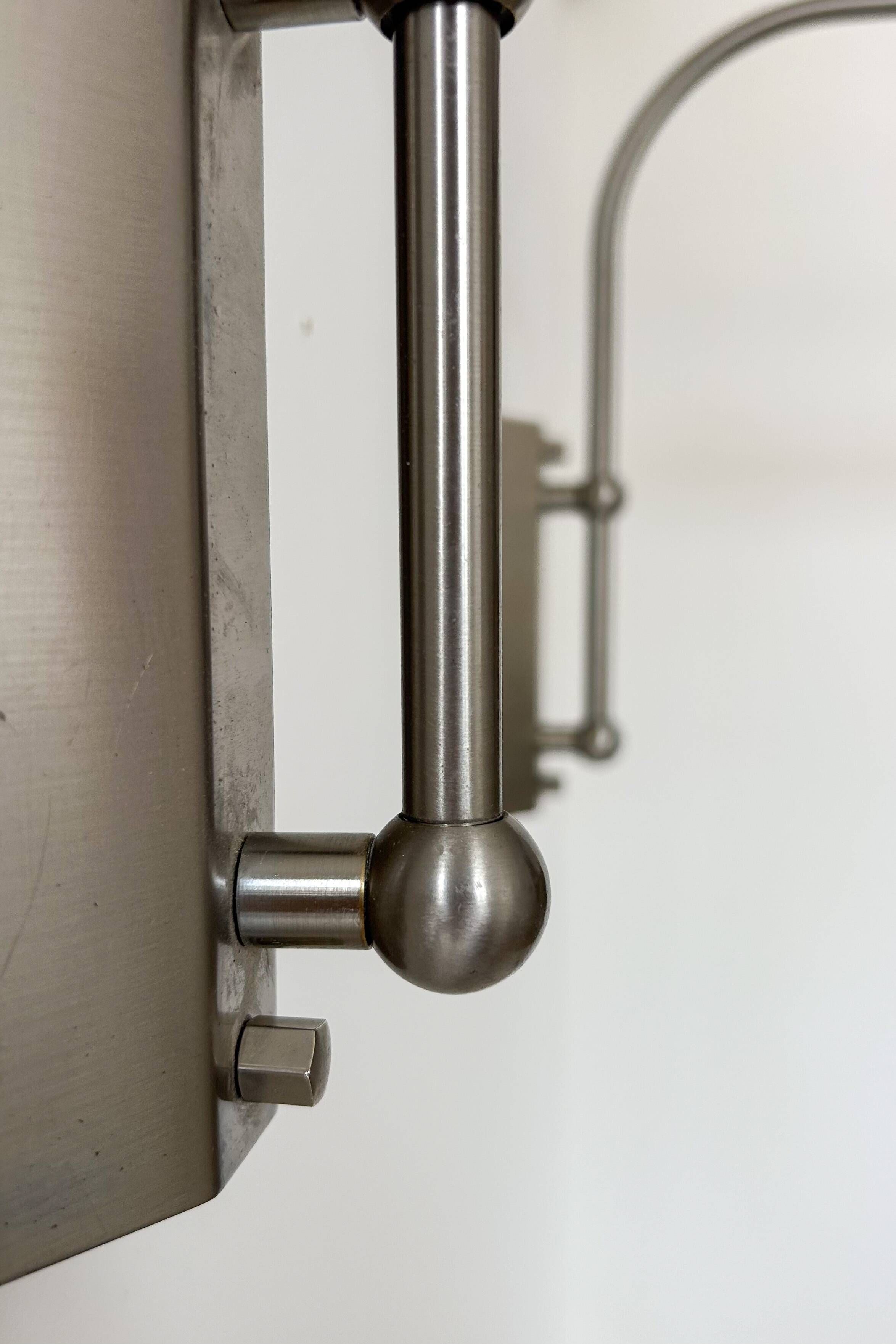 Pair of XL vintage adjustable wall lights, matte metal, Germany 1980.