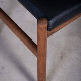 Rosewood Stool with Black Leather Seat, Denmark, 1960s