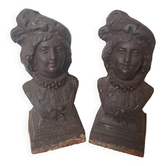 Pair of cast iron fire dogs