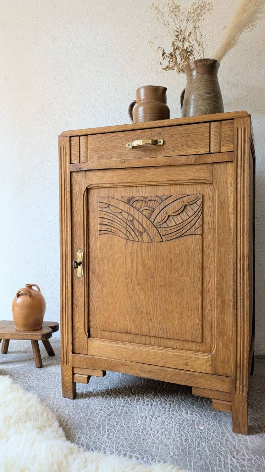 Buffet / confiturier ancien art-déco en chêne