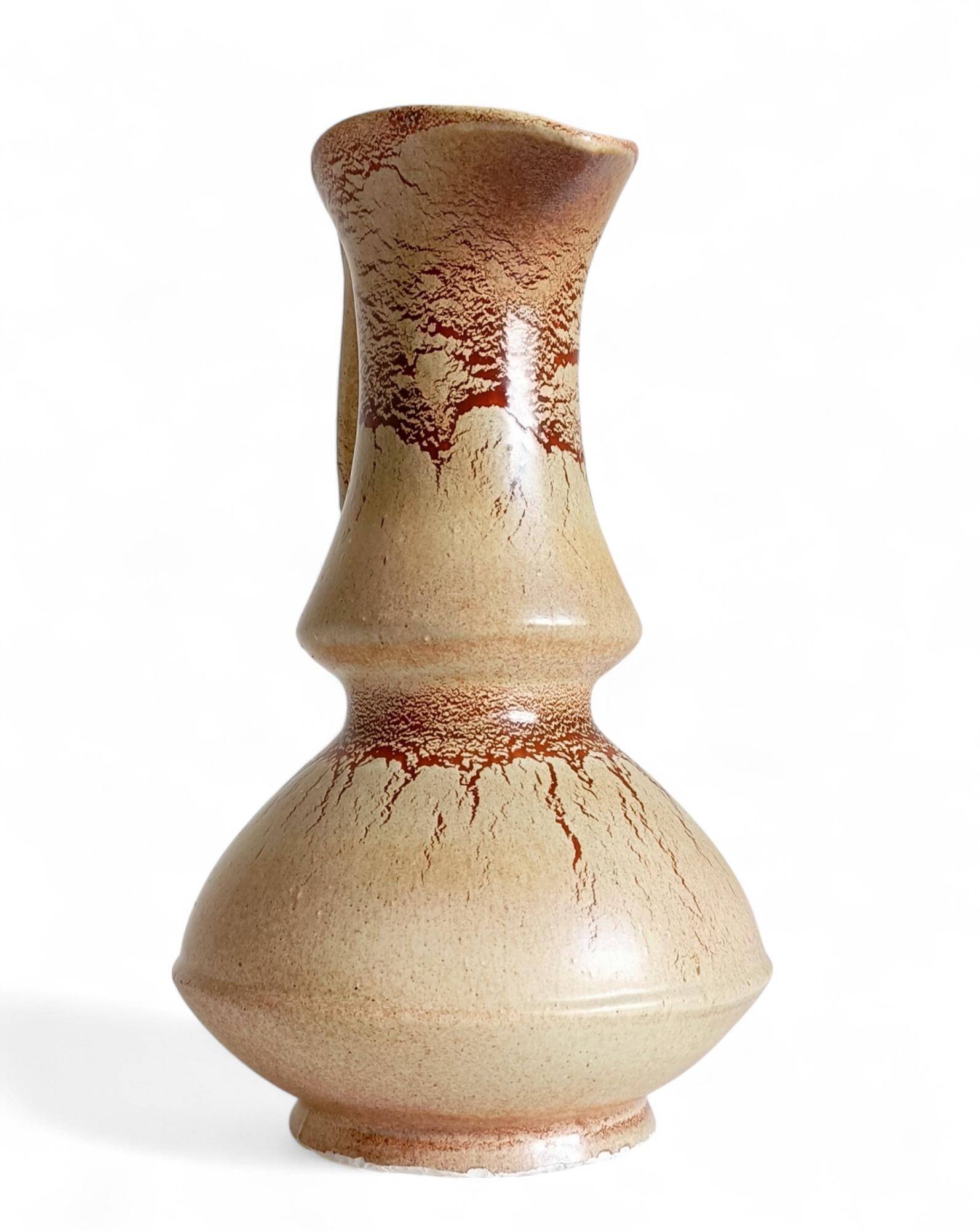 Mid-Century Ceramic Jug Vase by Roberto Rigon for Bertoncello, Signed, 1960s