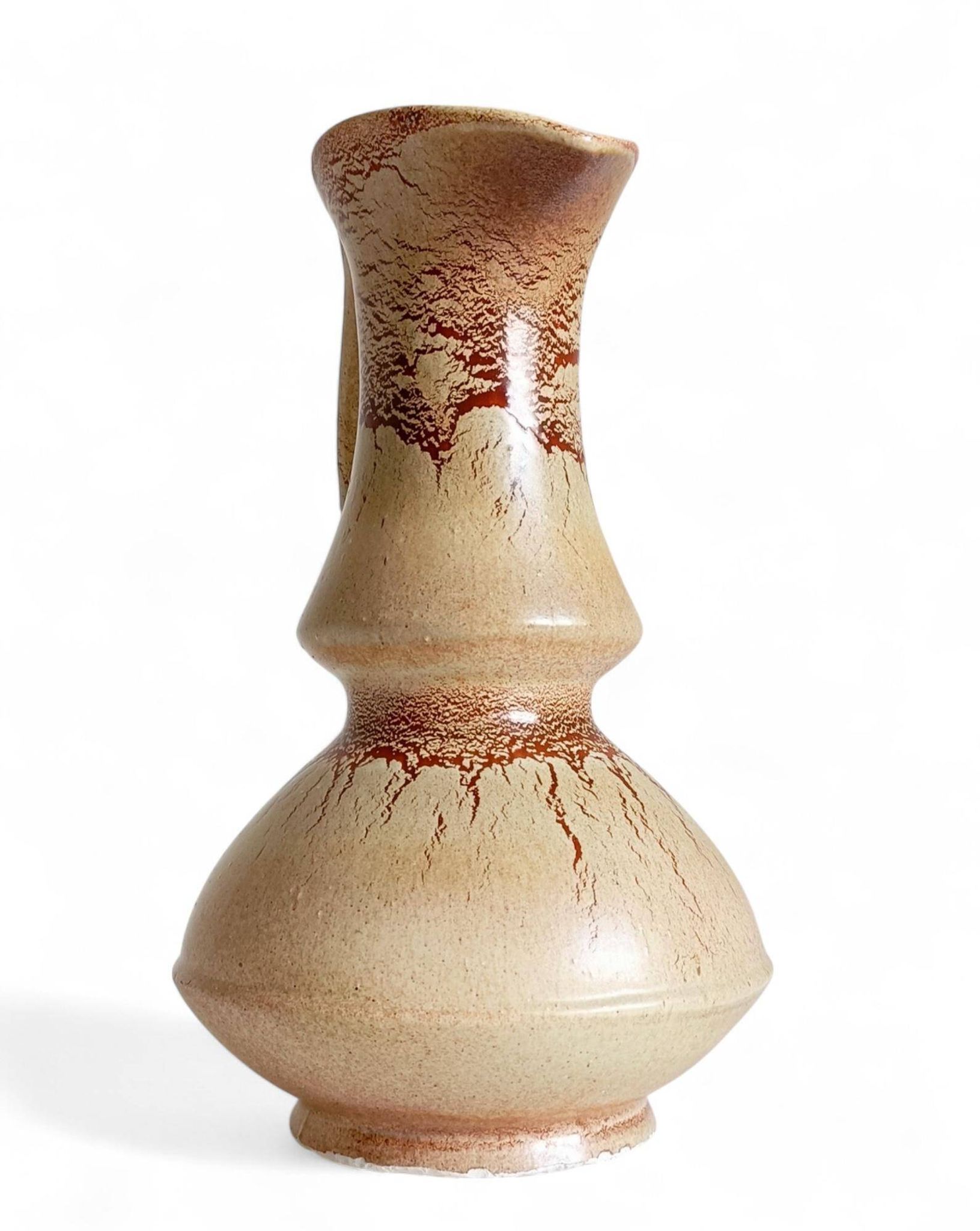 Mid-Century Ceramic Jug Vase by Roberto Rigon for Bertoncello, Signed, 1960s