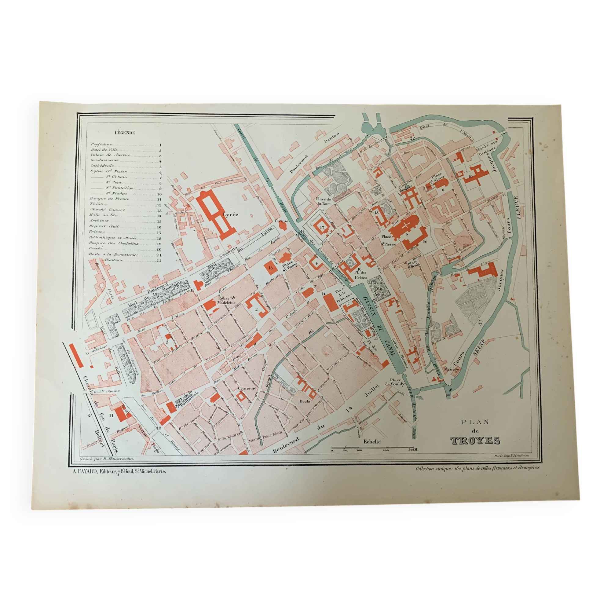 Old plan of Troyes – Arthème Fayard – National Atlas of Cities ✅
