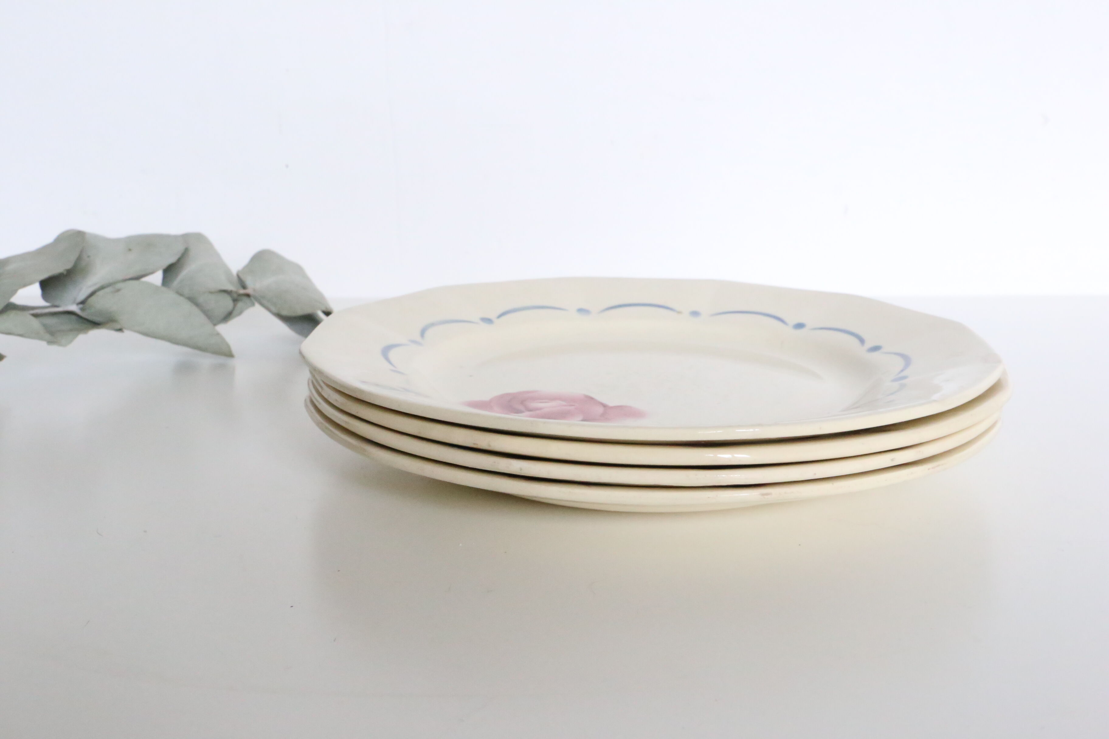 Set of 4 flat plates Sarreguemines Digoin Boulogne motif