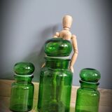 Trio green apothecary vials