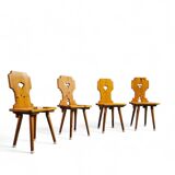 4 x chaises folk / Tyroler / en pin / 1970