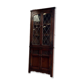 Meuble d'angle/vitrine vintage en bois