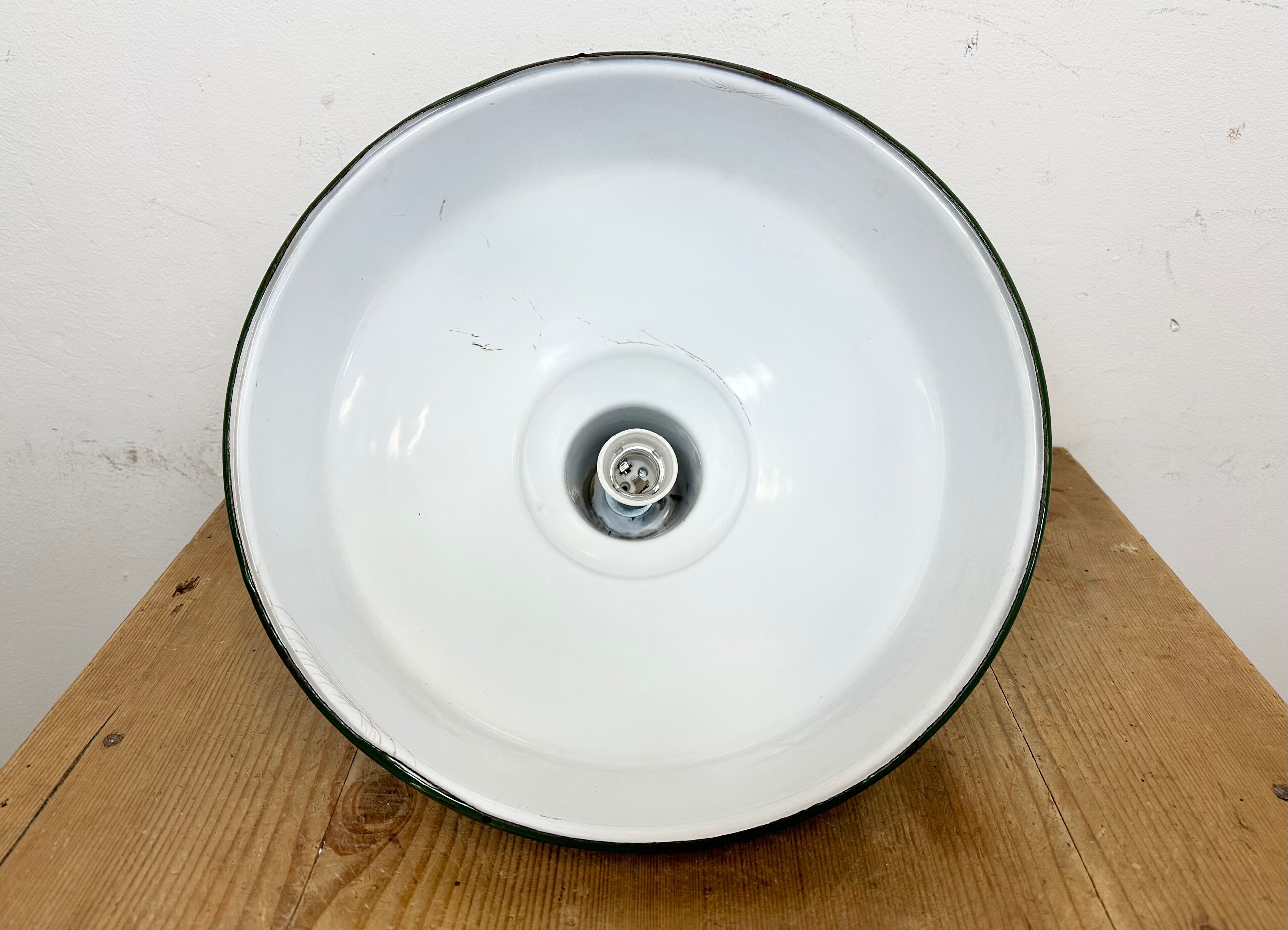 Industrial Green Enamel Factory Lamp from Benjamin, 1960s