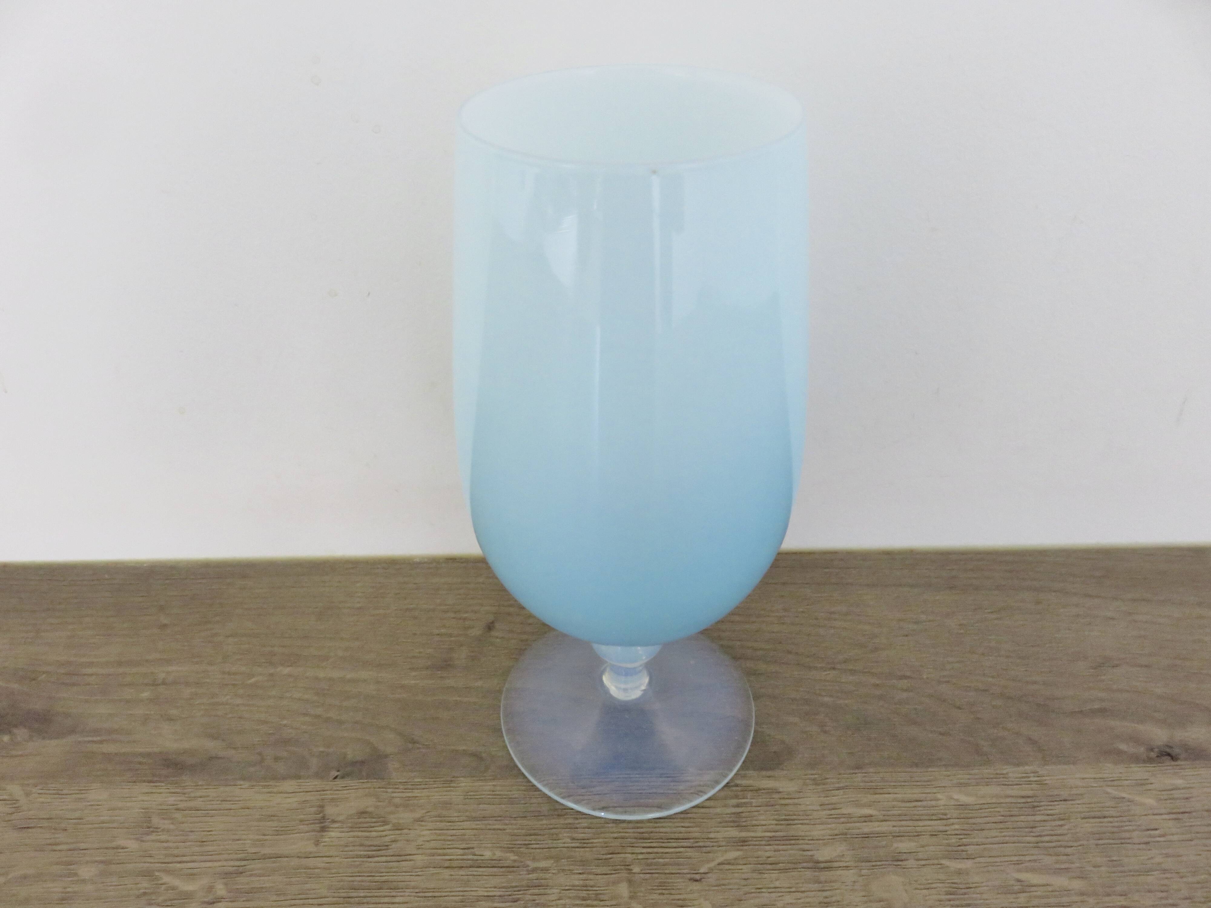 Pale blue opaline vase, opalescent glass, 1960s 70s