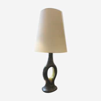 Lampe « anneau » céramique émaillée noire et jaune