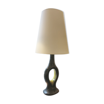 Black and yellow enamelled ceramic "ring" lamp