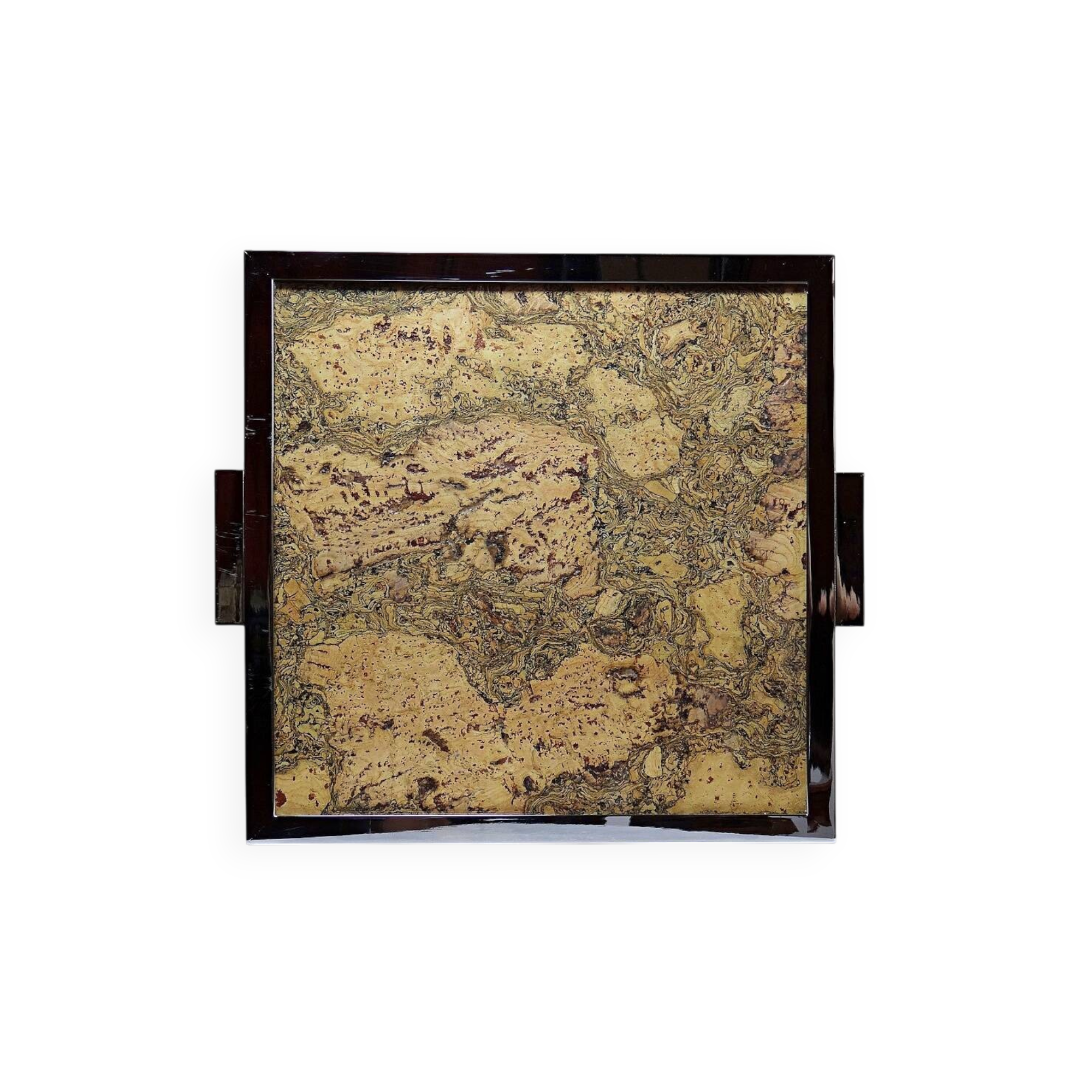 Mid-century chic chrome, cork and glass tray from the 70s