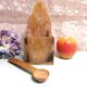 Vintage wooden salt box with spoon