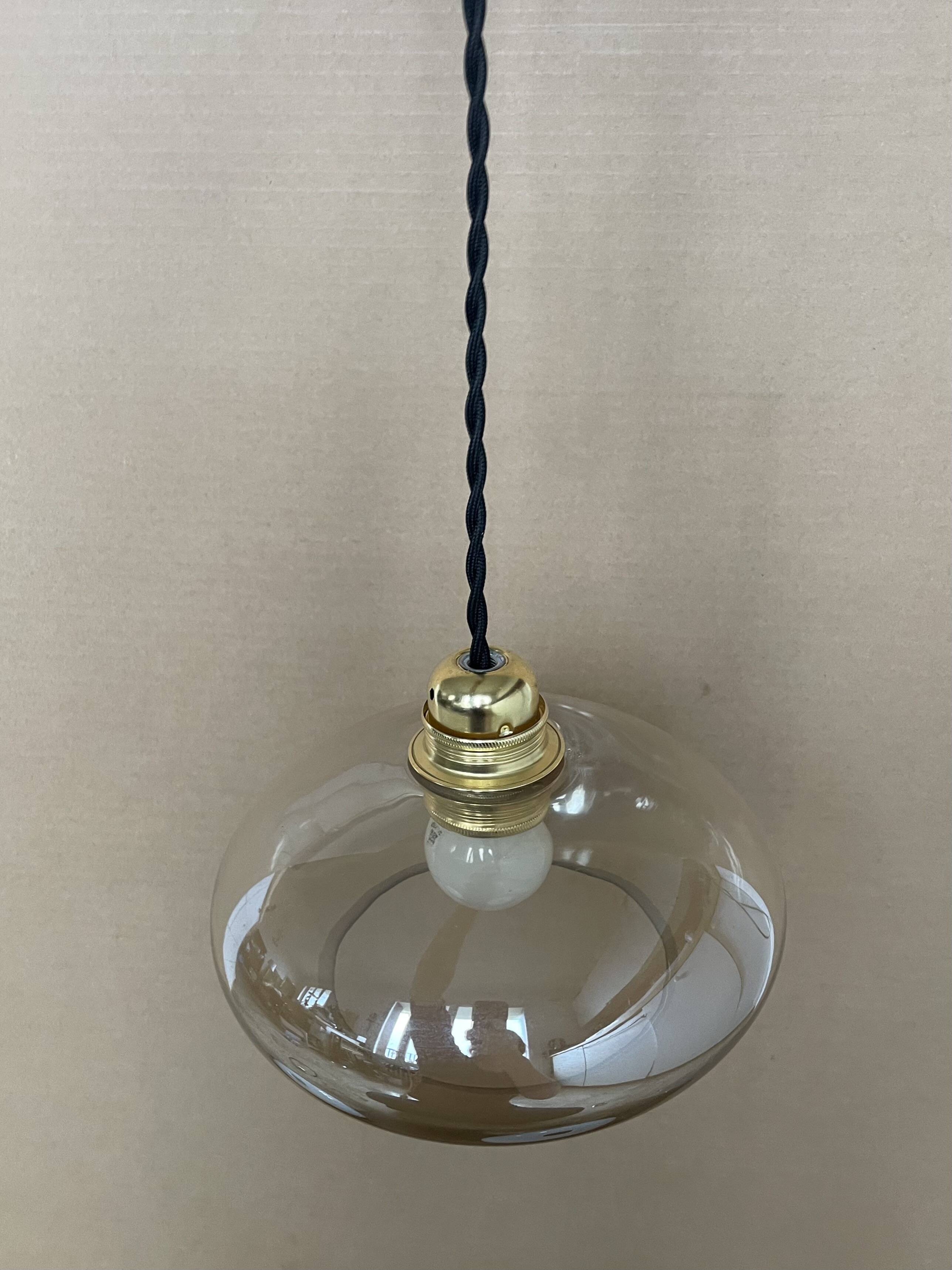 Antique amber glass pendant light