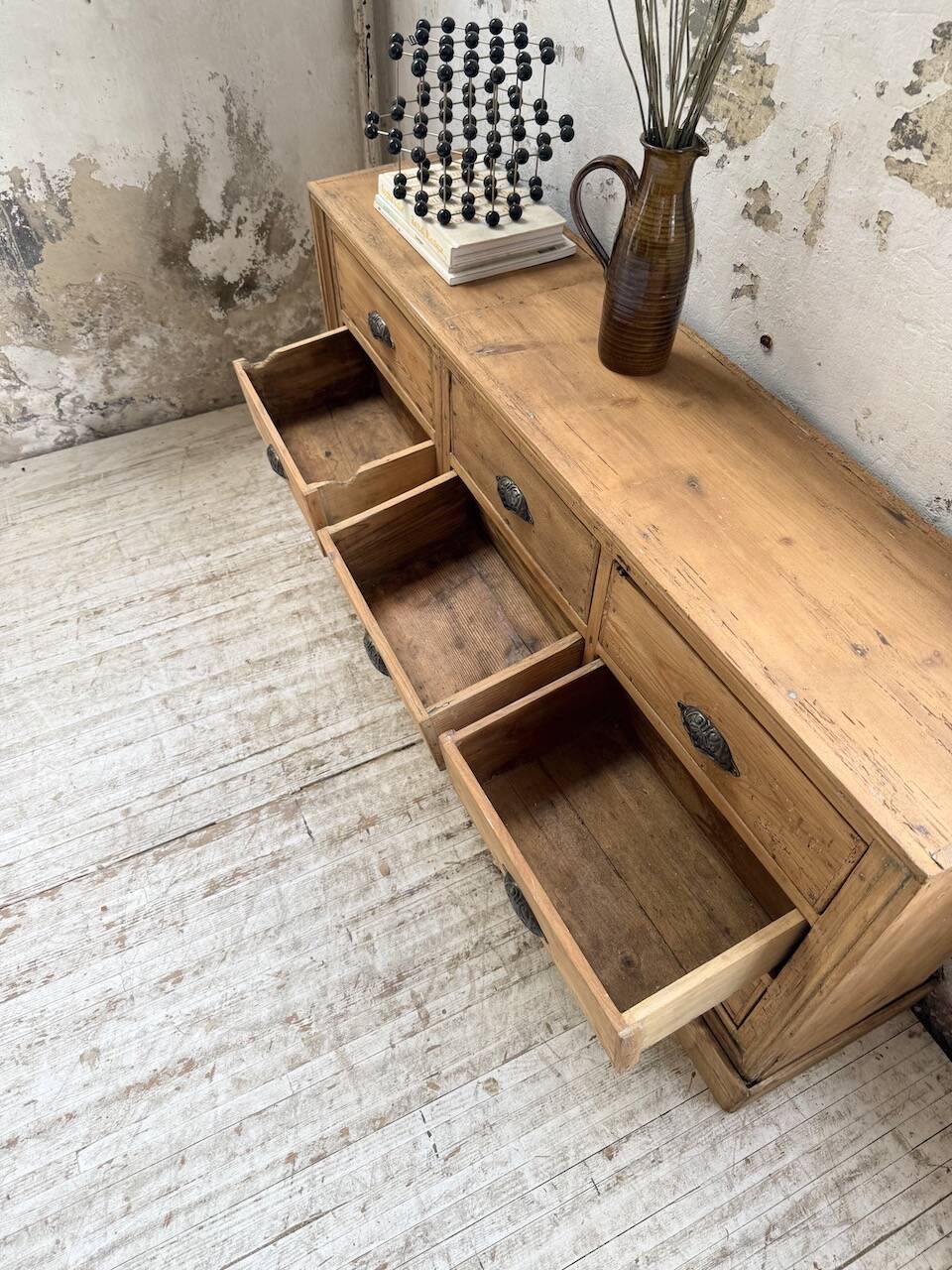 Pine craft cabinet with drawers