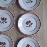 Set of 9 Badonviller flower dinner plates