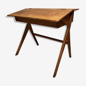 Bureau d'ecolier vintage pied compas design 1960