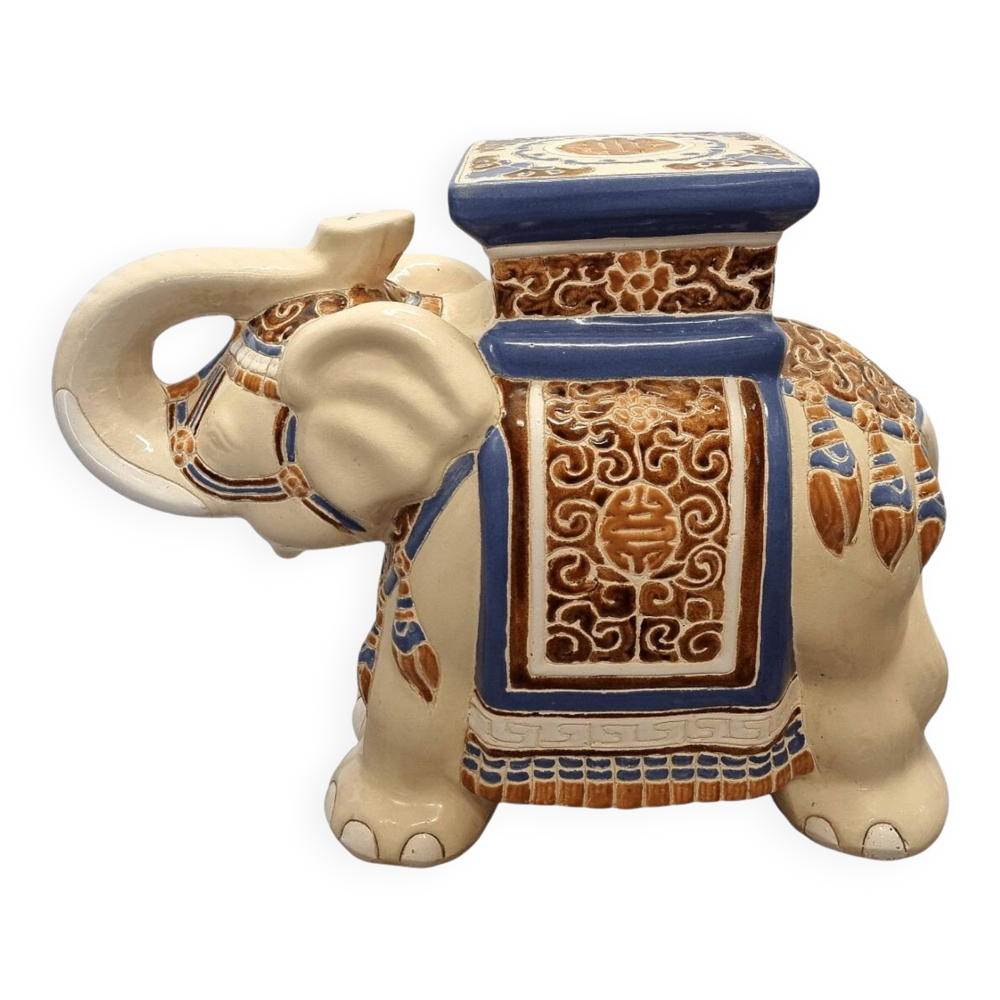 Vintage Ceramic Elephant Statue Plant Table From The 1970s