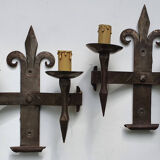 Duo of wrought iron wall lamps Atelier Marolles