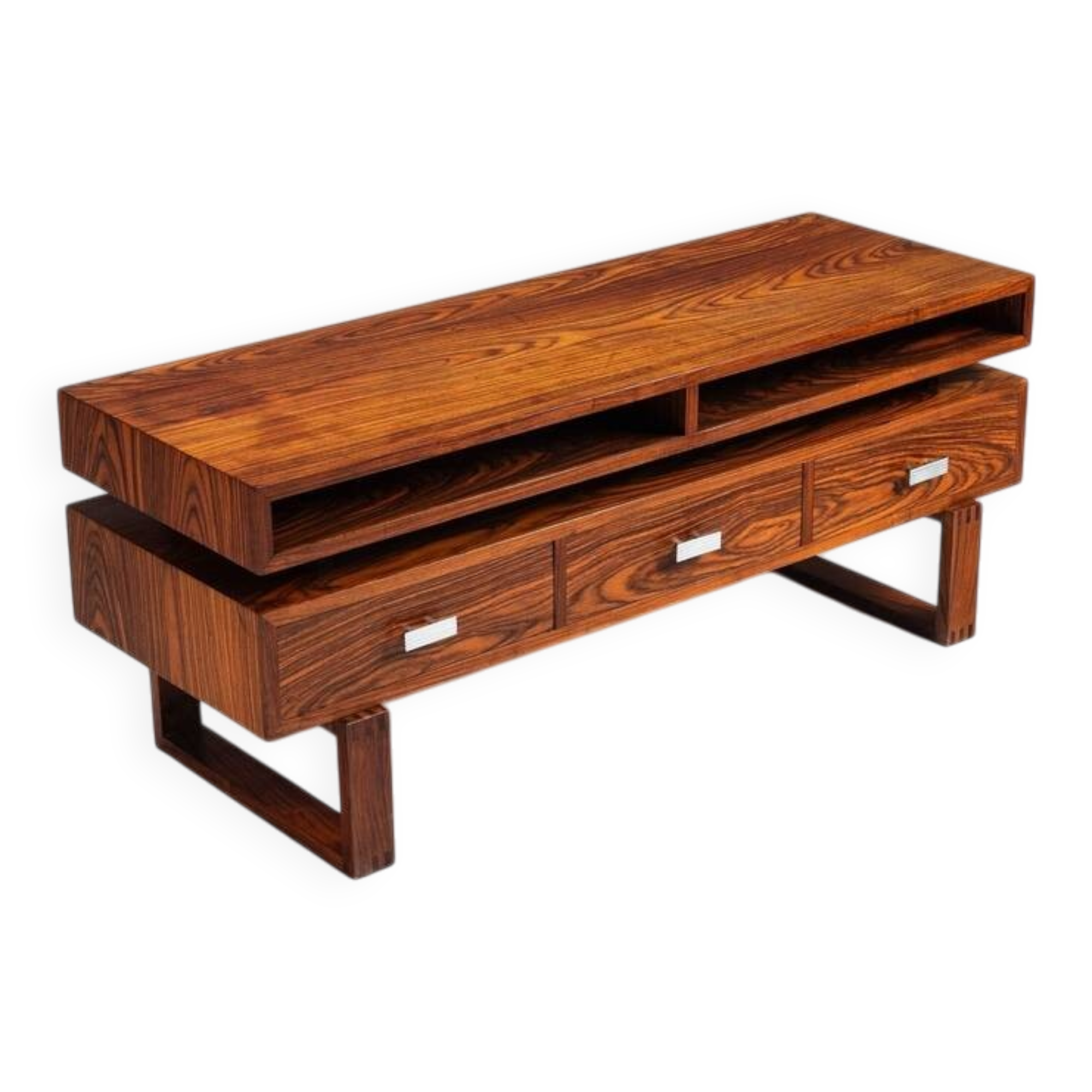 Console multimédia flottante moderne du milieu du siècle en palissandre, Danemark, 1960