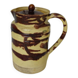 Pichet ancien en céramique française avec couvercle, provenant de Dieulefit