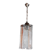 Poliarte chandelier by Albano Poli, pink and transparent Murano glass, Italy, 1970.