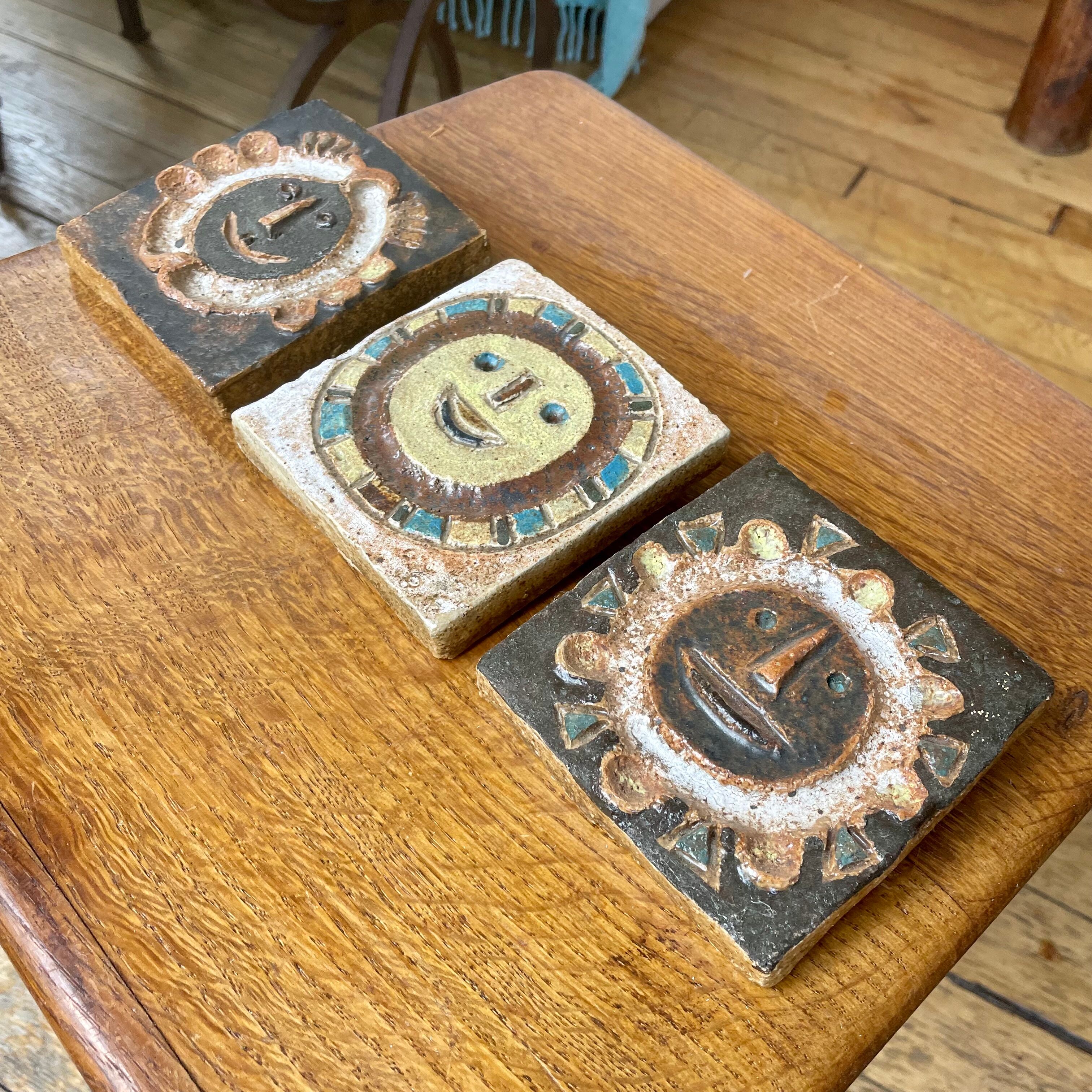 Set of 3 ceramic plates by Les Argonautes, Vallauris, circa 1960