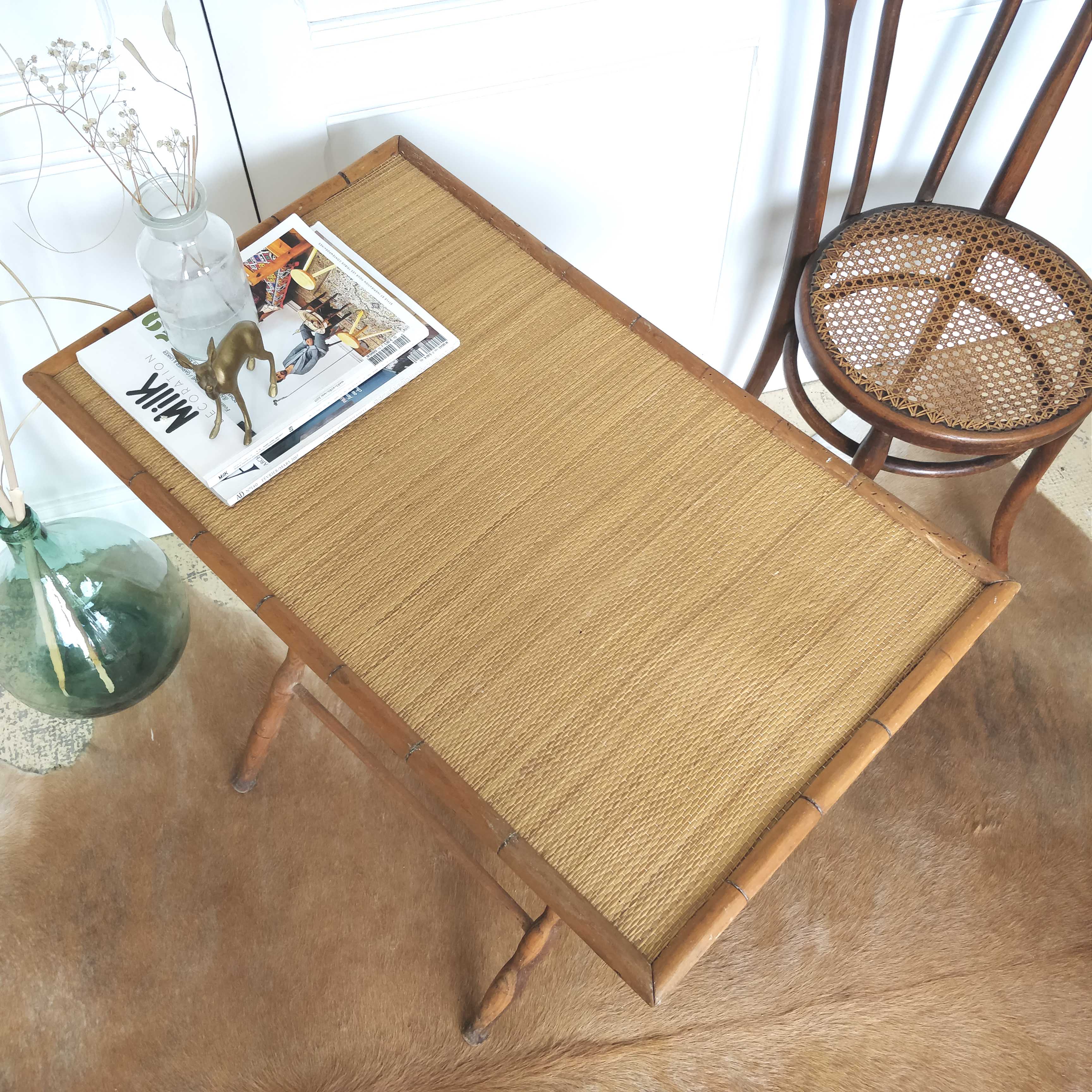 Napoleon III folding table in bamboo wood