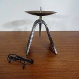 Brutalist Iron and Brass Candleholder, 1960s