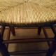 Pair of beech stools with straw seats