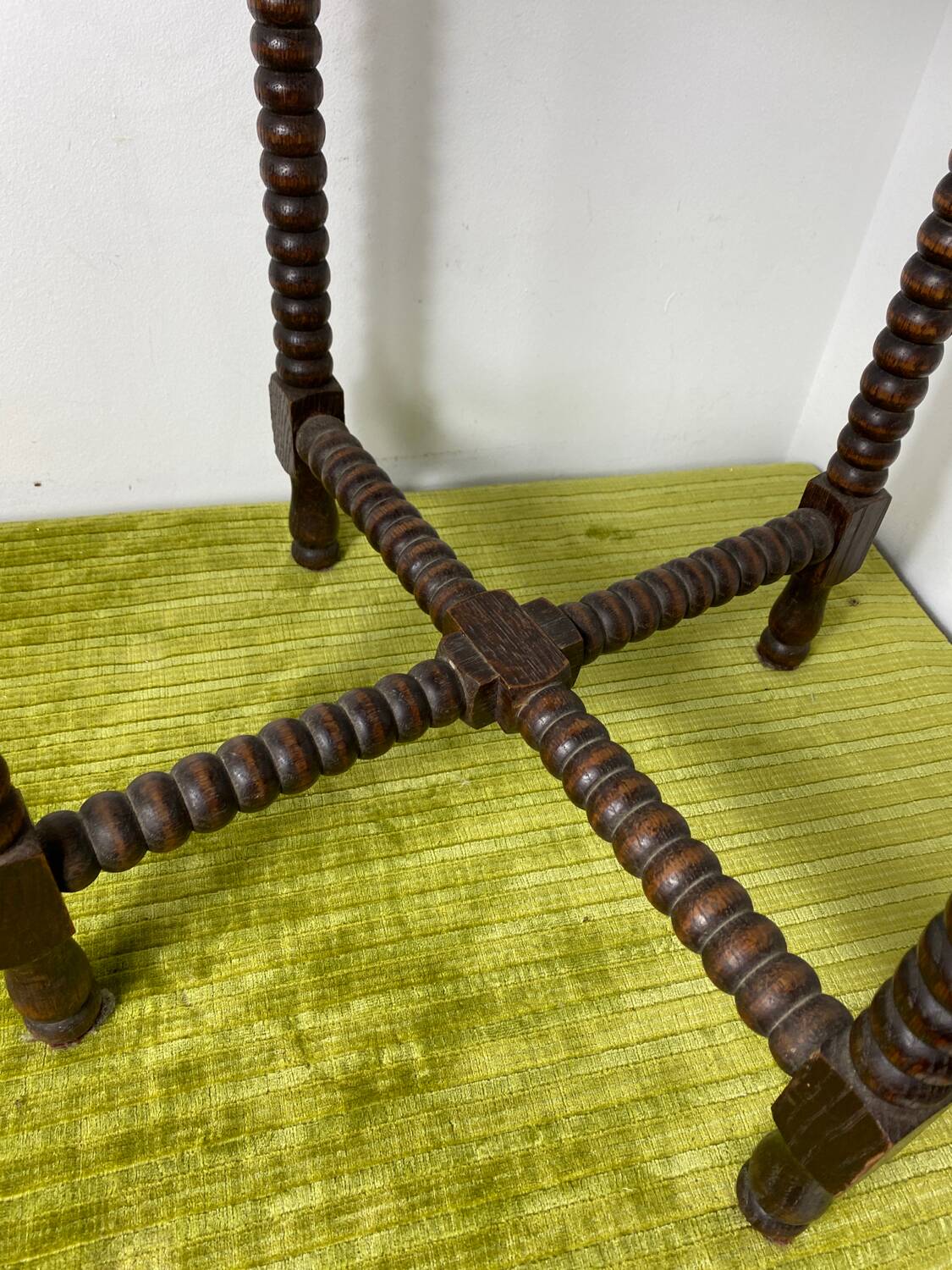 Round turned wood side table