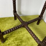Round turned wood side table