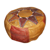 Vintage Moroccan leather pouf