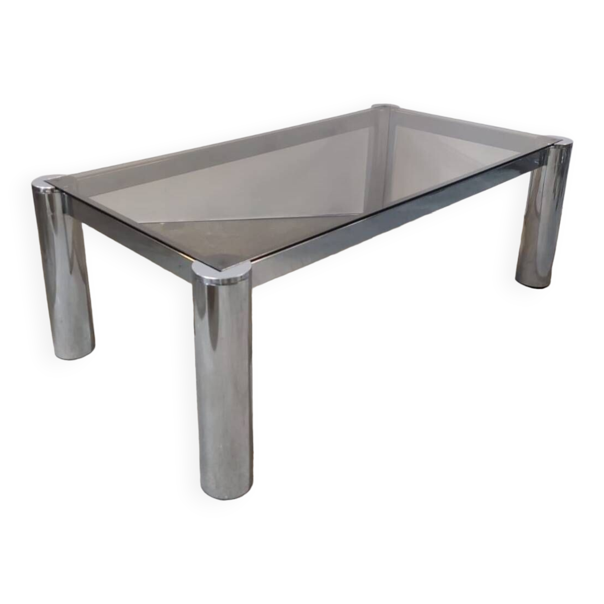 Vintage coffee table in chrome and smoked glass