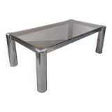 Vintage coffee table in chrome and smoked glass