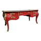 Louis XV style curved center desk in red lacquer and gilded bronze