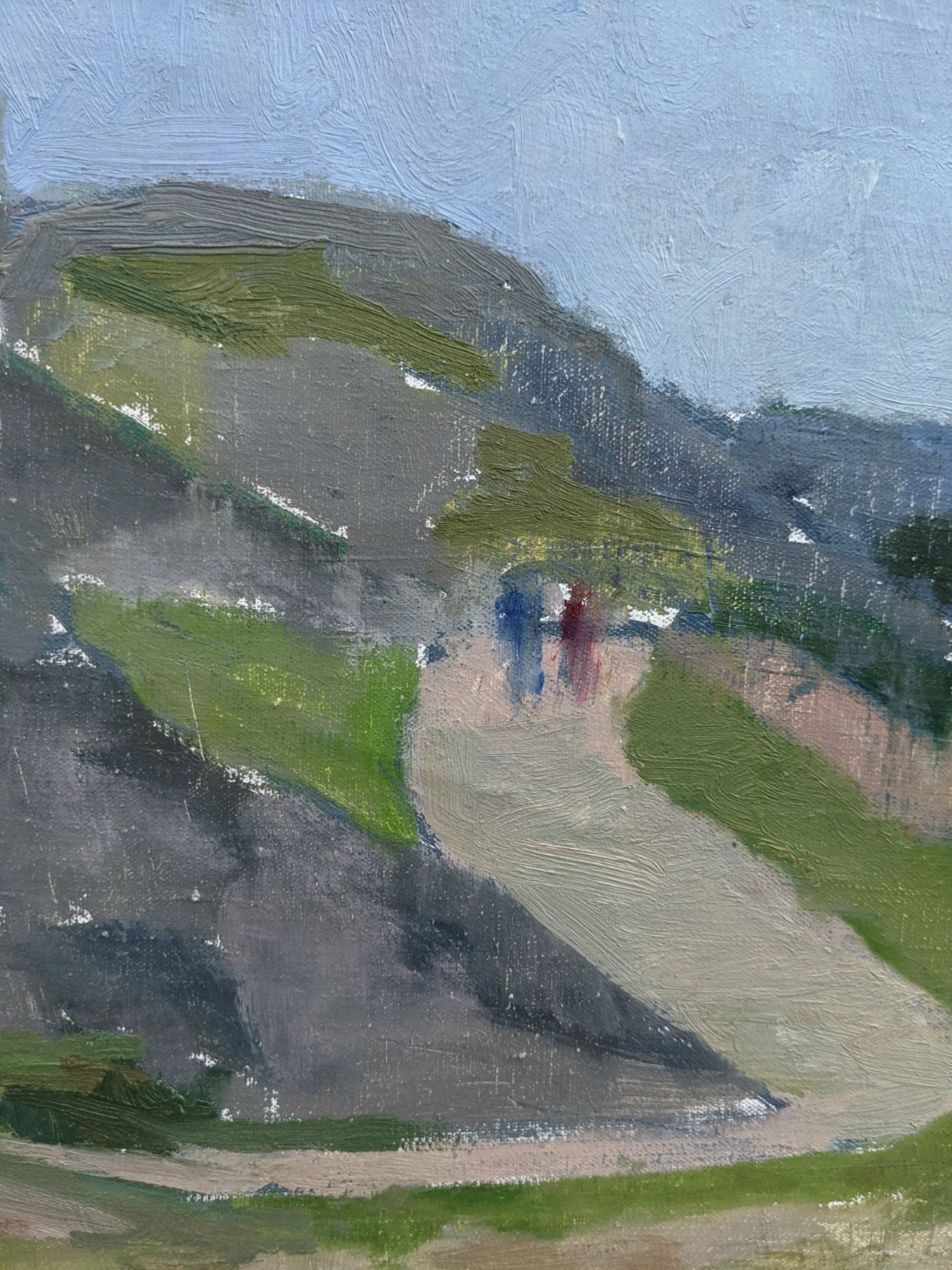 1954 Mid Century Modern Landscape Oil Painting 'Walking the Archipelago', Framed