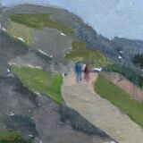 1954 Mid Century Modern Landscape Oil Painting 'Walking the Archipelago', Framed