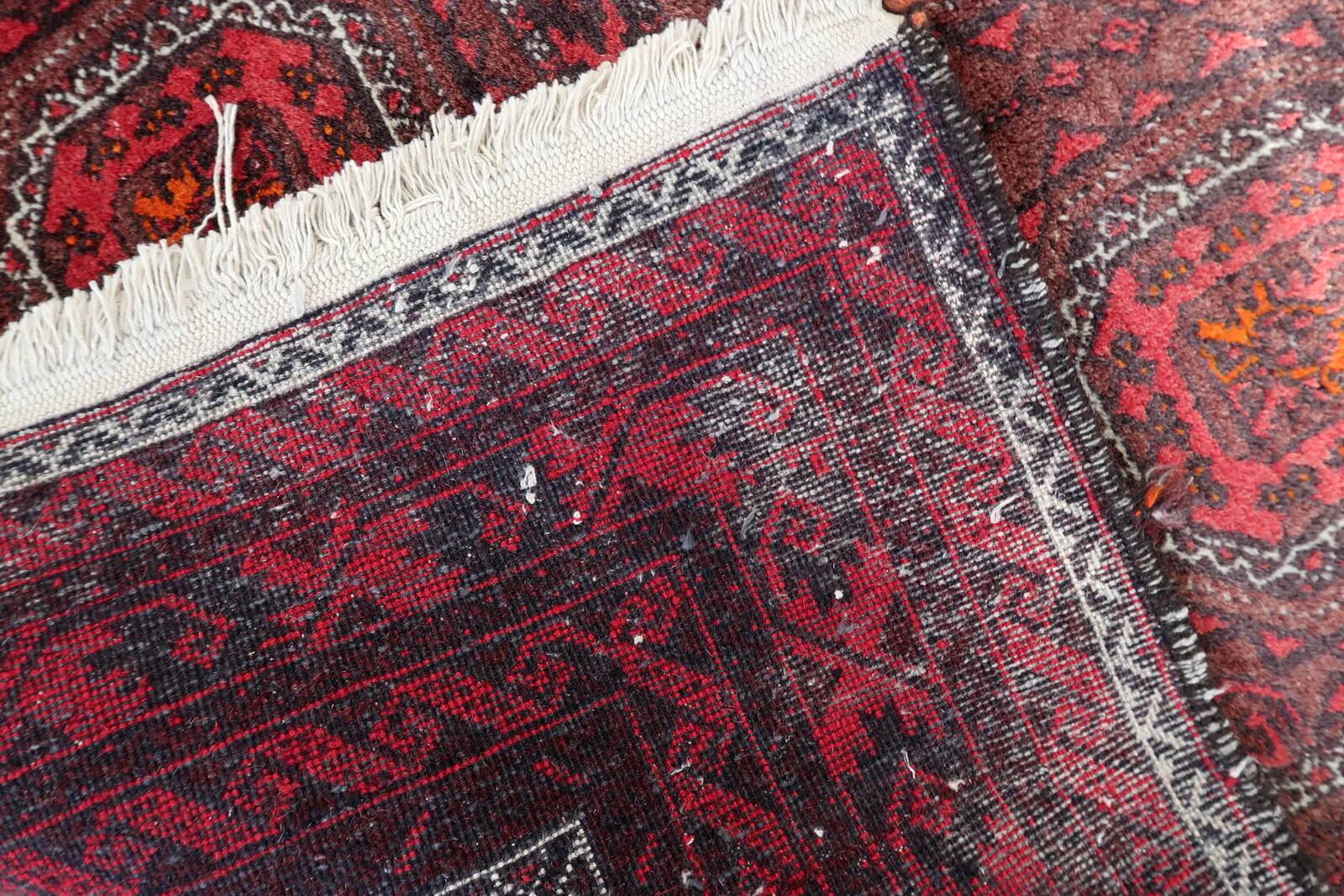 Tapis couloir baloutche afghan vintage 107 x 211 cm - tribal répétitif (1C1196)