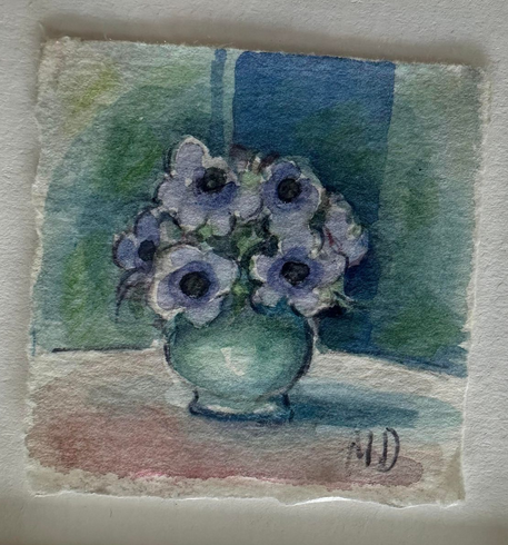 Aquarelle "anémones" Maryse Delarue