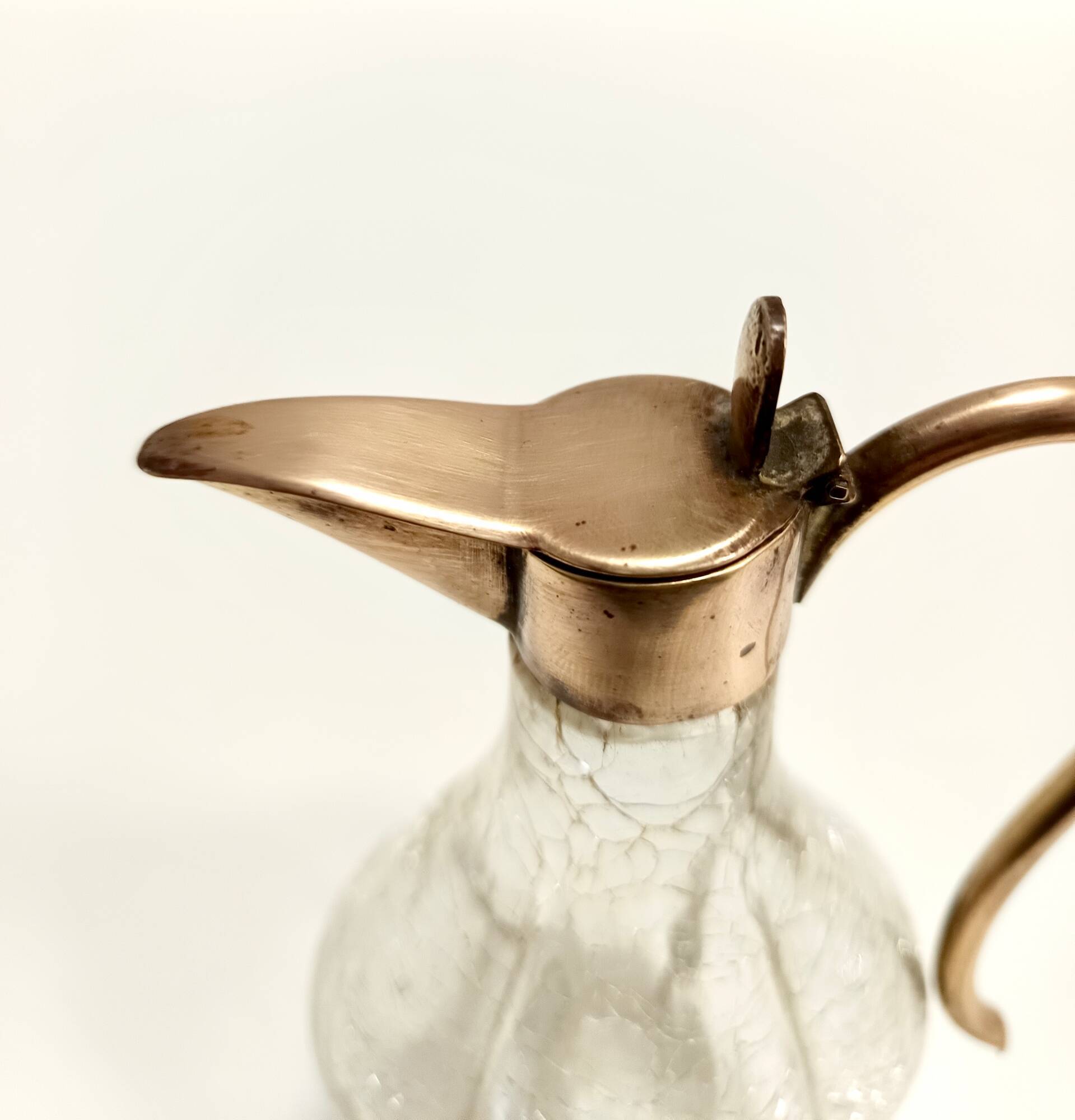 Vintage Brass and Murano Glass Liqueur Decanter or Whiskey Noggin, Italy
