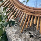Vintage rattan sun mirror