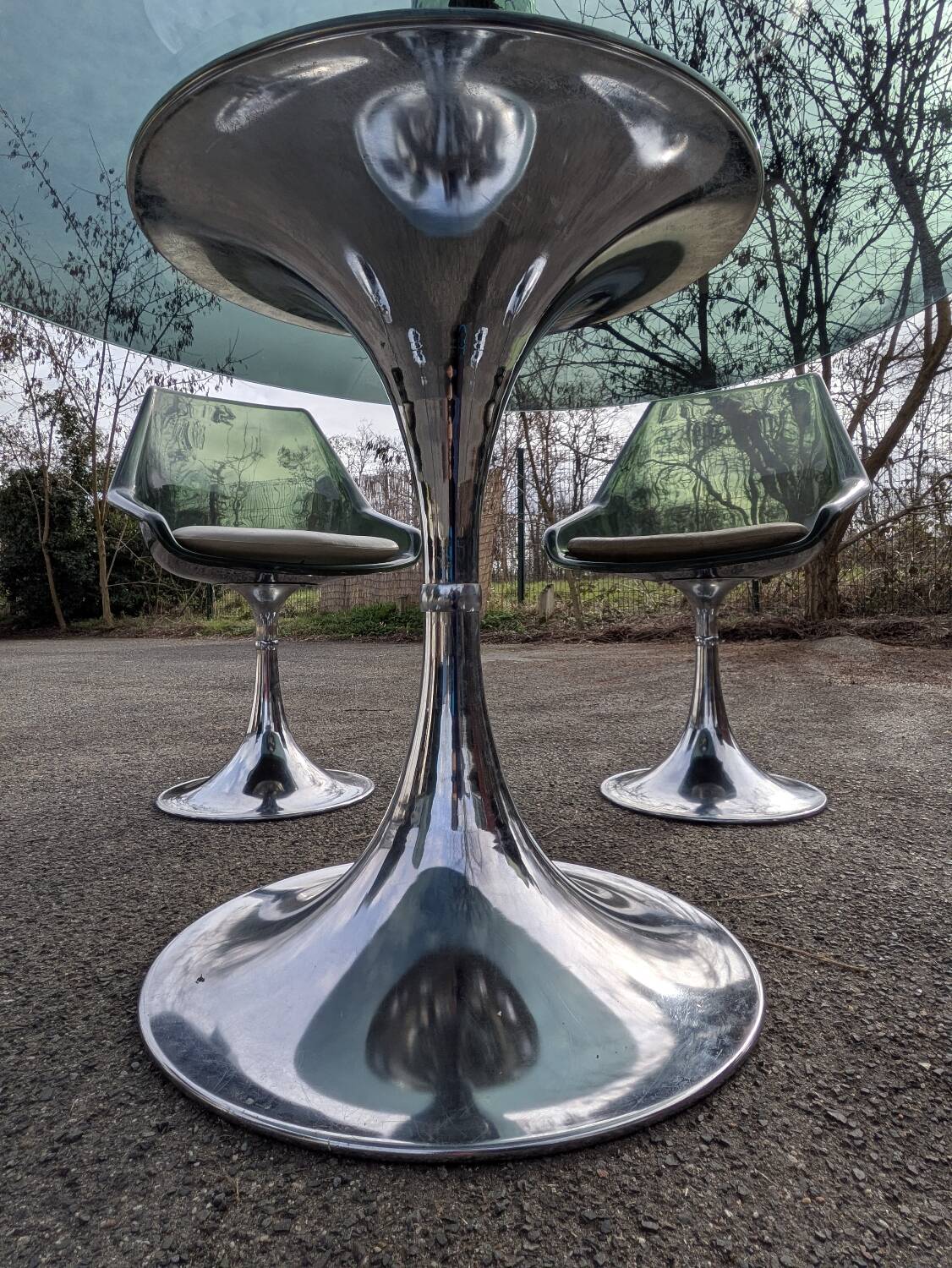 Oval dining table & 6 Gastone Rinaldi vintage chairs Roche Bobois