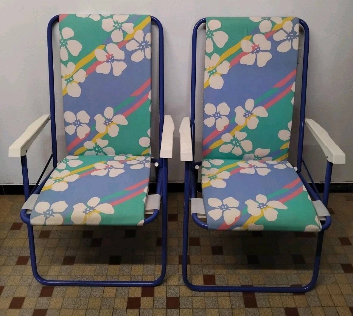 Pair of Vintage Lafuma Folding Camping Chairs